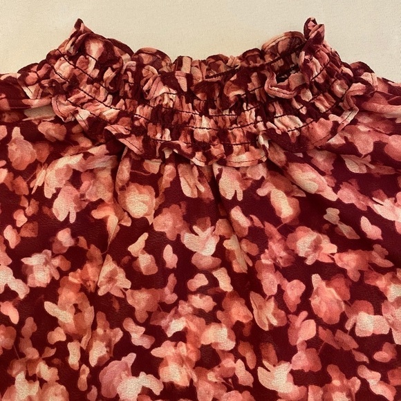 DONNA KARAN Mock Neck Abstract Floral Blouse 2 - Picture 5 of 6